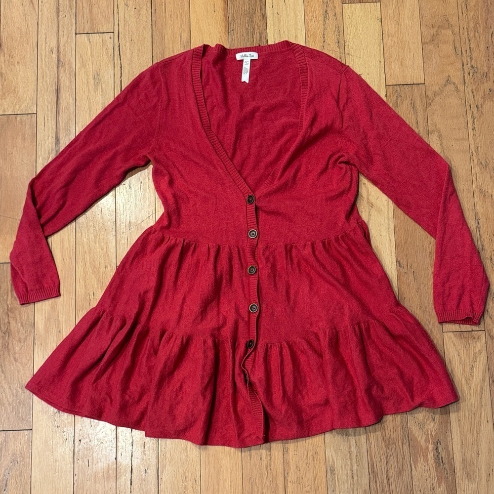 Matilda Jane | Red Tiered Cardigan | V-Neck |size S